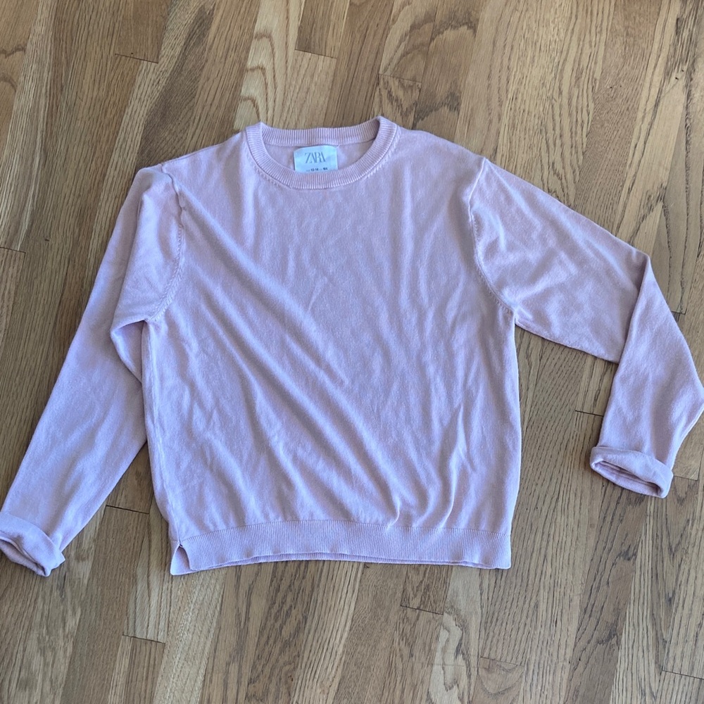 Zara Light Pink Crew Neck Top size 13/14